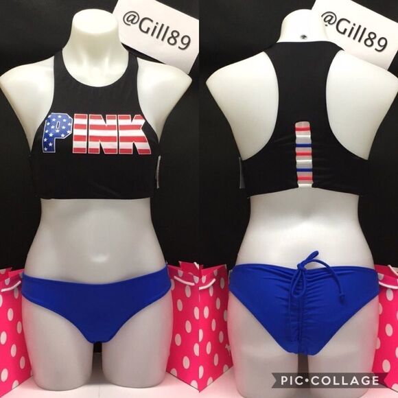 🔥PINK VICTORIA SECRET BIKINI SET 4th of July New - Picture 2 of 9